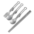 Outdoor Travel Camping Pure Titanium Folding Spoon Fork Set Camping Portable Titanium Alloy Metal Chopsticks Spoon Fork Flatware