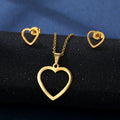 Cheap New Gold Love Stainless Steel Necklace Earnail Set Love Pendant Jewelry Couple Gift Wholesale