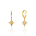 925 Sterling Silver Hypoallergenic Geometric Star Zircon Pendant Gold Plated Hoop Stud Earrings Fashion Engagement Wedding Party