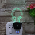 Headphone 3D DIY Acrylic LED Night Light Multi Color Changeable Customized Led Night Lights Plug in Small Wall Lamps