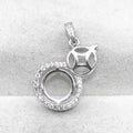 Sterling Silver 9*9mm Semi Mount Pendant Empty Frame Blank Support Setting S925 Base Holder Without Center Stone for DIY Inlay