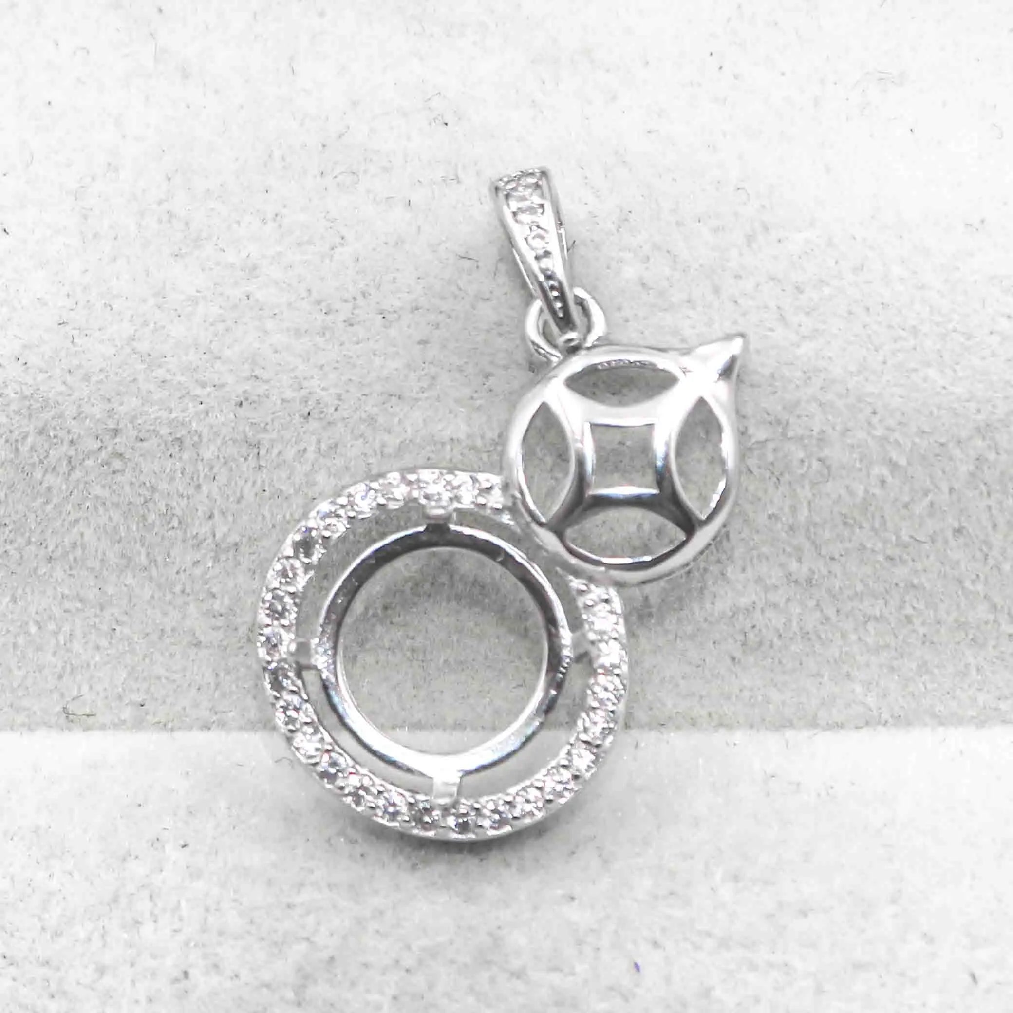 Sterling Silver 9*9mm Semi Mount Pendant Empty Frame Blank Support Setting S925 Base Holder Without Center Stone for DIY Inlay
