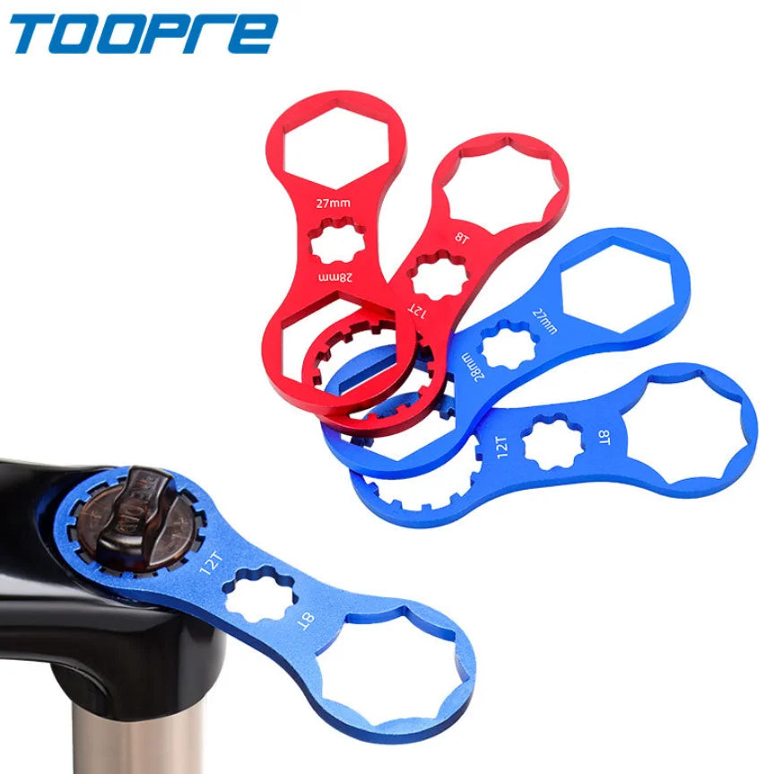 TOOPRE 8T-12T/27-28mm MTB Bike Fork Cover Spanner 24101 Bicycle Removal Tool for Shop Use