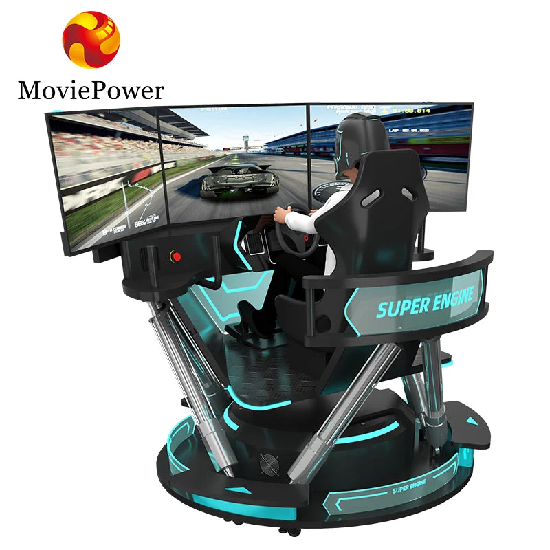 Virtual Reality Indoor Driving Simulator 3-Screen Fiberglass & Metal Frame Arcade Racing Game Machine for Adventure Parks