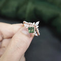 Abiding Jewelry Manufacturer Couple Ladies Moss Agate 925 Sterling Silver Square Halo Gemstone Vintage Wedding Ring Et