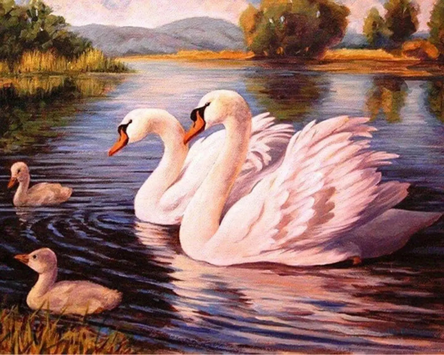 Chenistory DZDP699 Swan Animals Diy Embroidery Cross Stitches Full Drill Diamond Painting Kits Short Lint Canvas  for Artwork