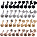 Mixed Shapes Surgical Steel Labret Studs for Lip Piercing Star Moon Heart Ear Cartilage Tragus Internally Threaded Weddings
