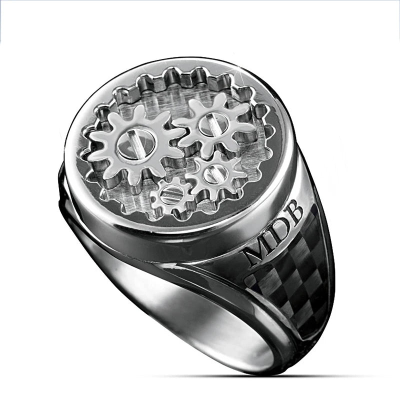 925 Silver Plated Auto Gear Turntable Ring for Men IGI Certified Main Material Brass Jewelry
