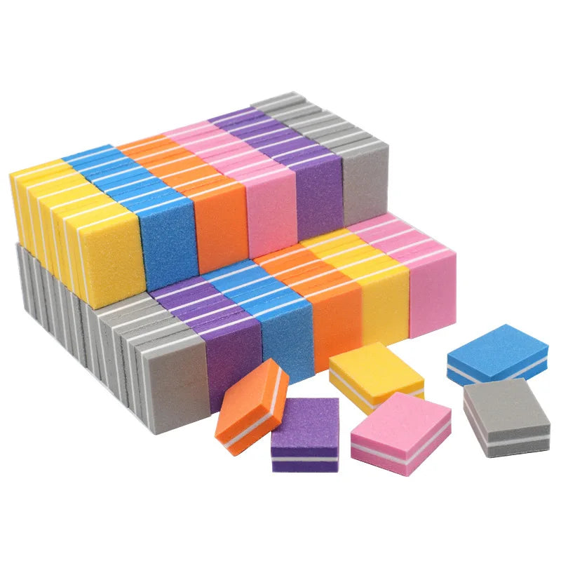 Professional Double-side Square Sponge Nail File 100/180 Grit Purple Pink Black Sanding Gel Polish Nail Art Care Manicure Tools