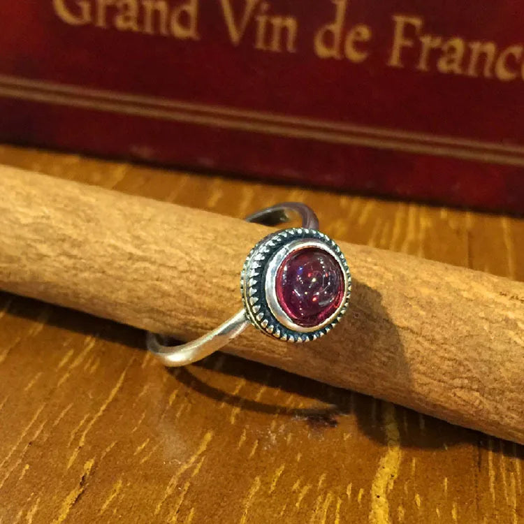 925 Sterling Silver Ring Temperament Red Agate Retro Ring Jewelry Simple Versatile Single Product 2022 New