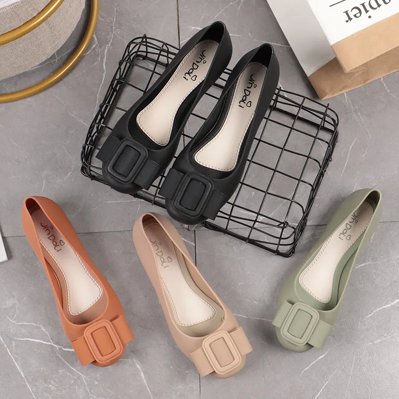 New Style Flat Sole Casual Shoes Fashion Bow Women Work Shoes Soft Leather Soft Bottom Shallow Mouth Shoes for Work