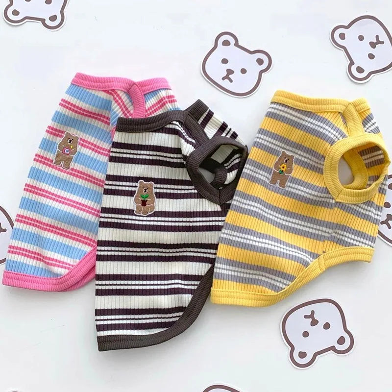 Factory Custom Anti-Fur-Loss Pet Vest Comfortable Breathable Lightweight Fashionable Colorful Stripes for Fashion Accessories