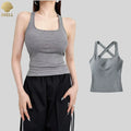 CNSHELL Manufacturer Custom Square Neck Backless Chest Padding High Support Gym Everyday Cotton Sports Bras for Women Fitness