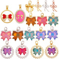 Fashion Bowknot Crystal Glass Zircon Charm PendantReal 18K Gold Plated Necklace Bracelet Jewelry Making Accessories Supply S36