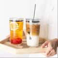500ml Drinking Glass Water Cup Tumbler with Straw and Lid  Design Demitasse Cups Wholesale
