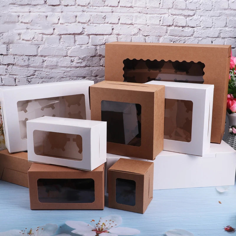 Custom White Transparent Mini Cupcake Box Window Clear 1 2 4 6 Hole Muffin Cup Cake Cupcake Paper Packaging Box