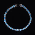 AB016 Abiding Wholesale Beautiful Oval 4x6MM Aqua Blue Cz Cubic Zirconia Stones 19.5CM 925 Silver Tennis Bracelet