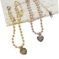 Fashion Trendy Stainless Steel Gold Plate Round Ball Beads Chain Bracelet Heart Charm Pendant Bracelet Jewelry