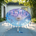 Antique Chinese Hanfu Tassel Umbrella Performance Silk Petal Propel Dance Umbrella Craft Manual Control for Party Use GIfts