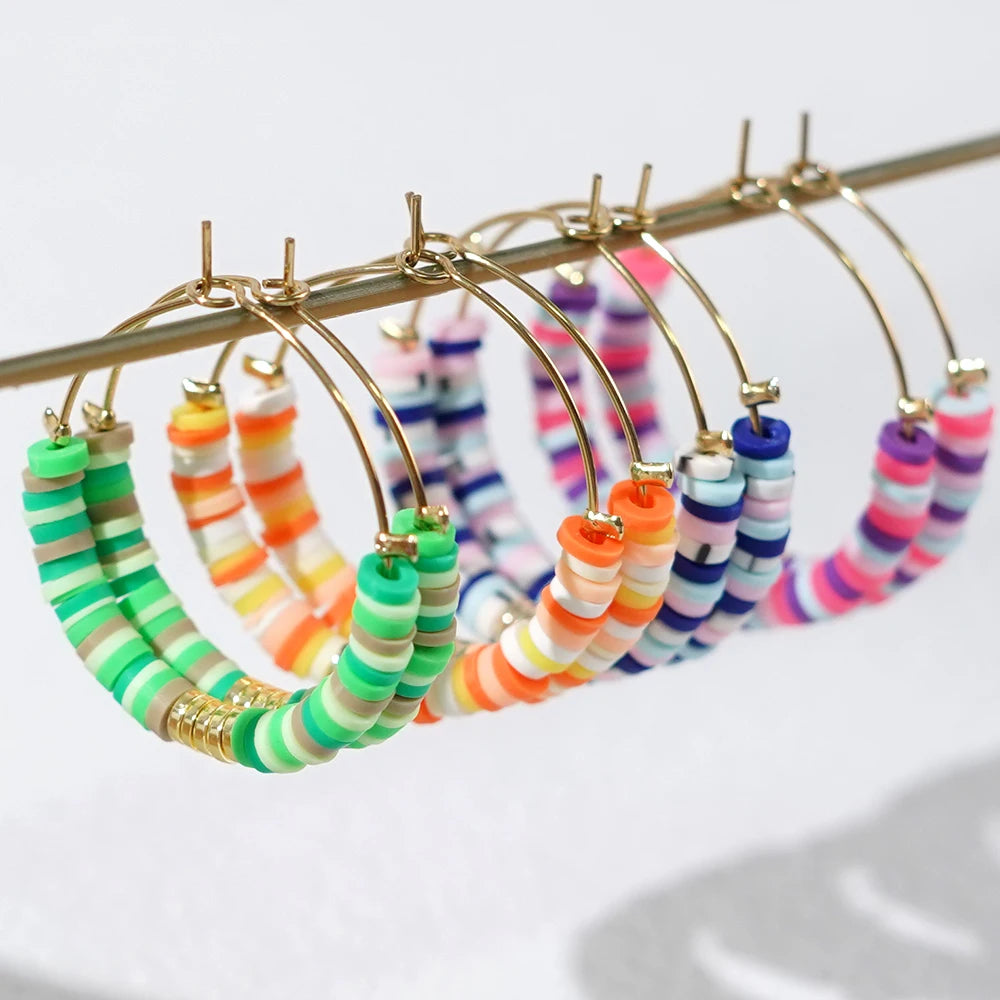 Go2boho 2024 New Design MultiColor Fashion Surfer Heishi Bead Hematite Stone Earrings for Women Elegant Jewelry for Date Gift