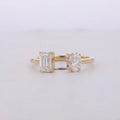 Classic Two Stone Emerald Cut Oval Cut 10K  Soild Gold Lab Grown Diamond Jewelry Ring