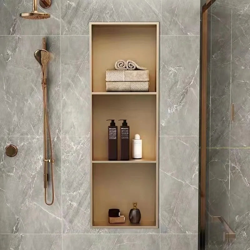 Bathroom Accessories Wall Mounted Recessed Shelf Gold  One Two Three Layers  304 Stainless Steel Waterproof Shower Niches Metal