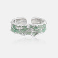 FUAMAY Fashion Designer 925 Sterling Silver Wide Ring Irregular Grain Mint Green Enameled Rings