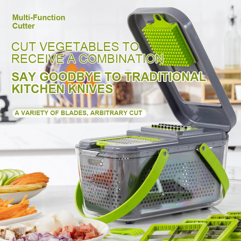 1 in 1 Stainless Steel & PP Plastic Manual Onion Chopper Multifunctional Commercial Vegetable Cutter Slicer Dishwasher Safe
