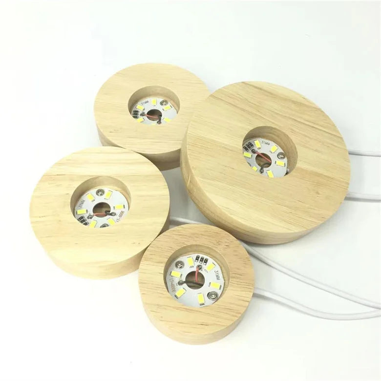 Hot Sale RGB LED Night Light Solid Wood USB Powered Warm White Light Minimalist for Crystal Resin Display Stand Living Room