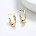 Fashion Jewelry 925 Sterling Silver Earring Twist Metal Sheets Shape Gold Plated Stud Earrings for Women