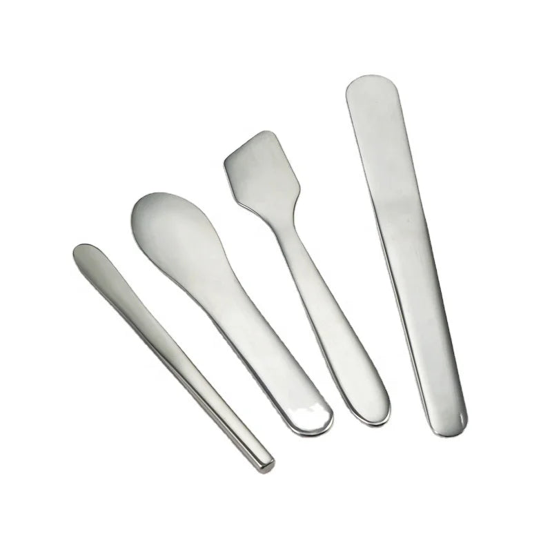 Polished 304 Stainless Steel Cosmetic Spatulas Logo Printing Makeup Foundation Mixing Tool