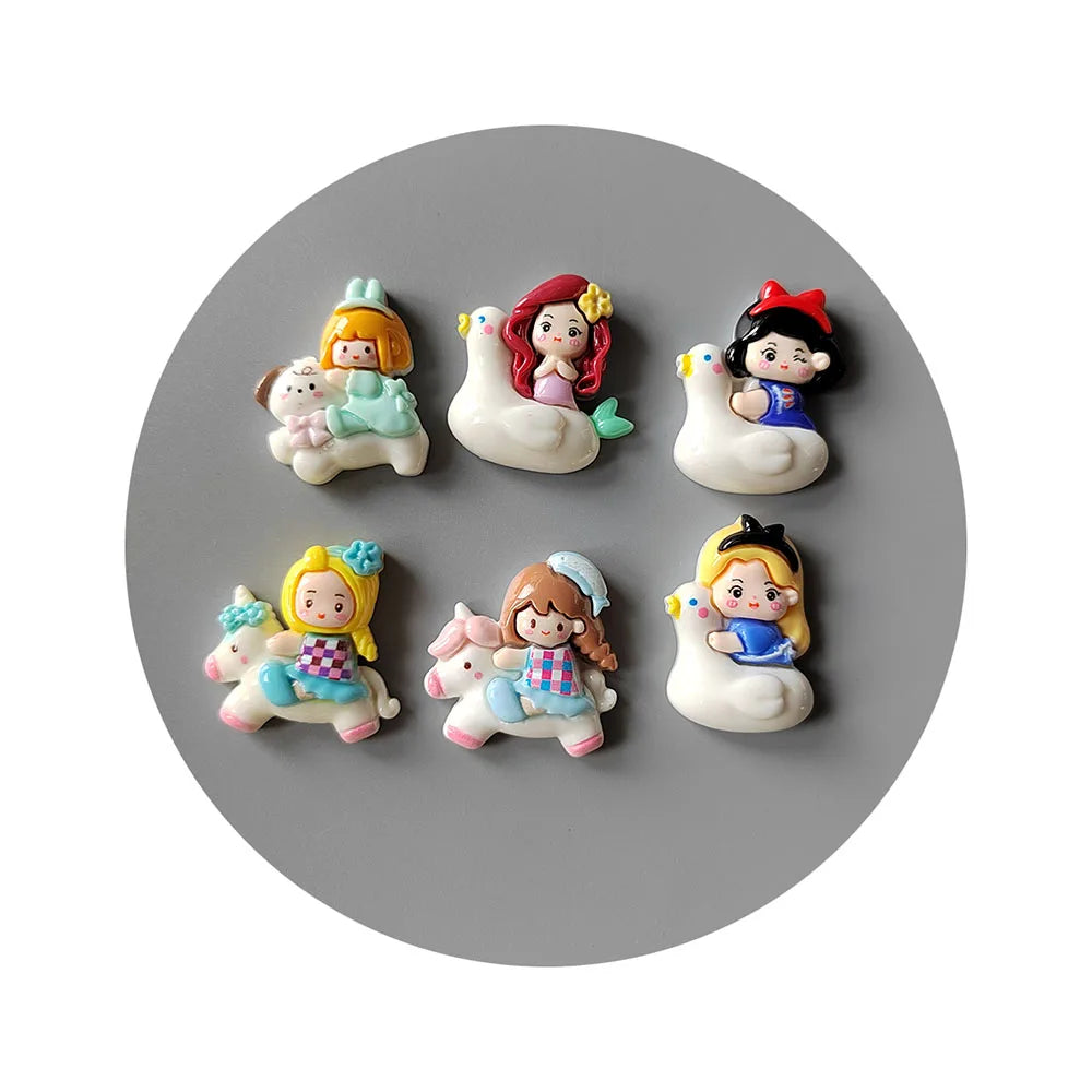 100Pcs Assorted Princess Cabochon Charms Kawaii Flatback Cabochons Resins Embellishments DIY Crafts Decor Slime Charm