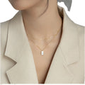 Luxury 2-Layer Stainless Steel Cowrie Shell Geometric Necklace 18K Gold Plated White Shell Square Choker Trendy Link Christian