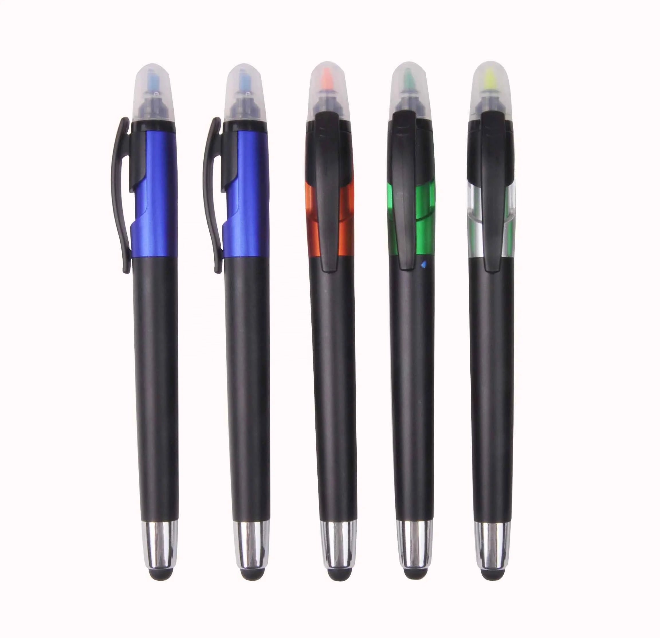 Multifunction 3-in-1 for Stylus Pen with Highlighter Plastic Sports Logo Pen