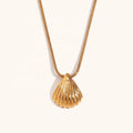 Dingran Trendy 18K Gold Plated Stainless Steel Link Chain Cute Scallop Shell Pendant Necklace for Women Gift Anniversary