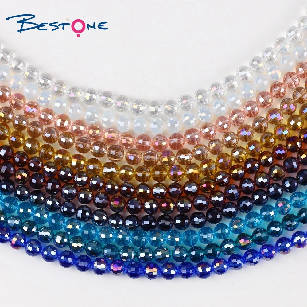 Bestone Wholesale 6mm 8mm 10mm 12mm 14mm AB Color 96 Faceted Round Glass Crystal Beads for Jewelry Making