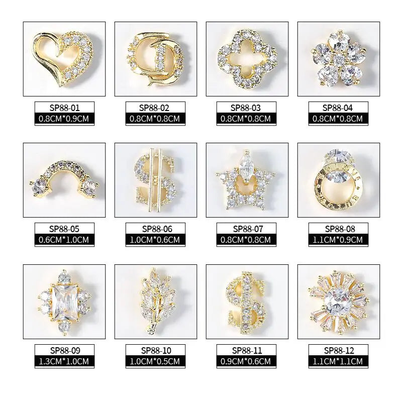 Logo Designer Nail Art Charms Bling Colorful Rhinestone Crystal Zircon for Nails Loose Rhinestones