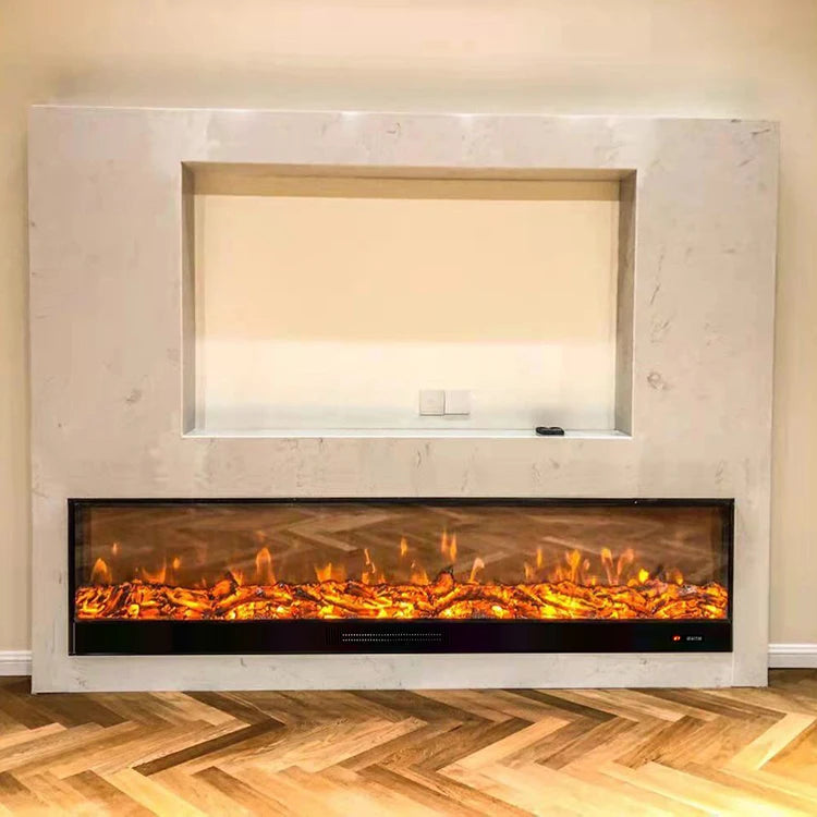 Modern WiFi/APP-Controlled LED Steel Electric Fireplace Indoor/Outdoor Heated for Hotel & Household Use in English & French