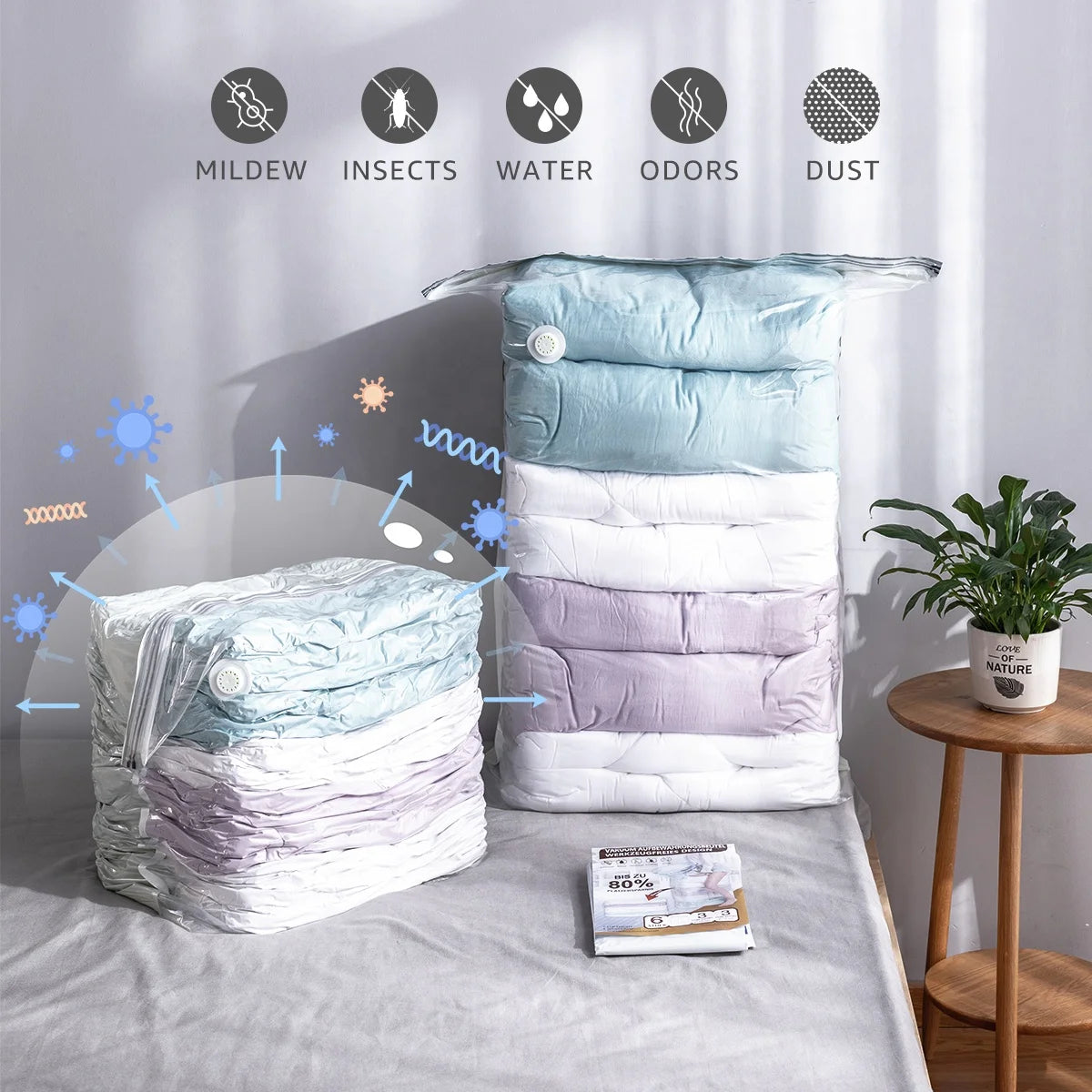 Wholesale Plastic Vacuum Compression Storage Bag Set Space Bag Vacuum for Clothes Mattress Quilt Closet Organizers(6pcs/SET)