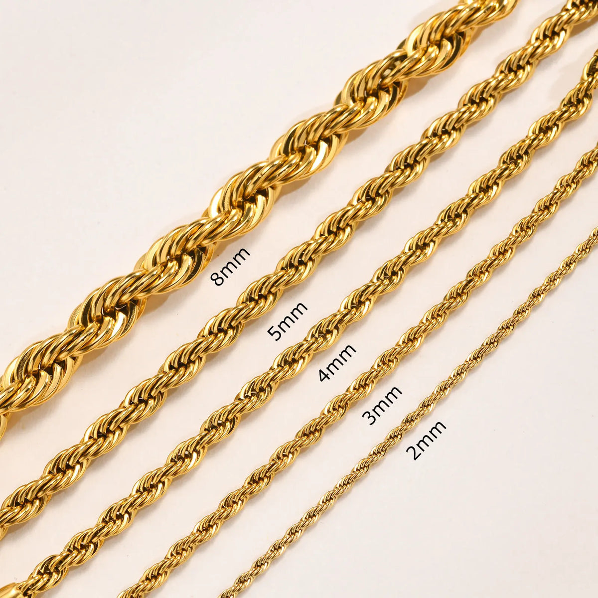 Stainless Steel 18K Gold Plated 5MM Women Layering Braided Bracelet Stacking Chunky Thick Twist Rope Chain Bracelet for MegaBDM