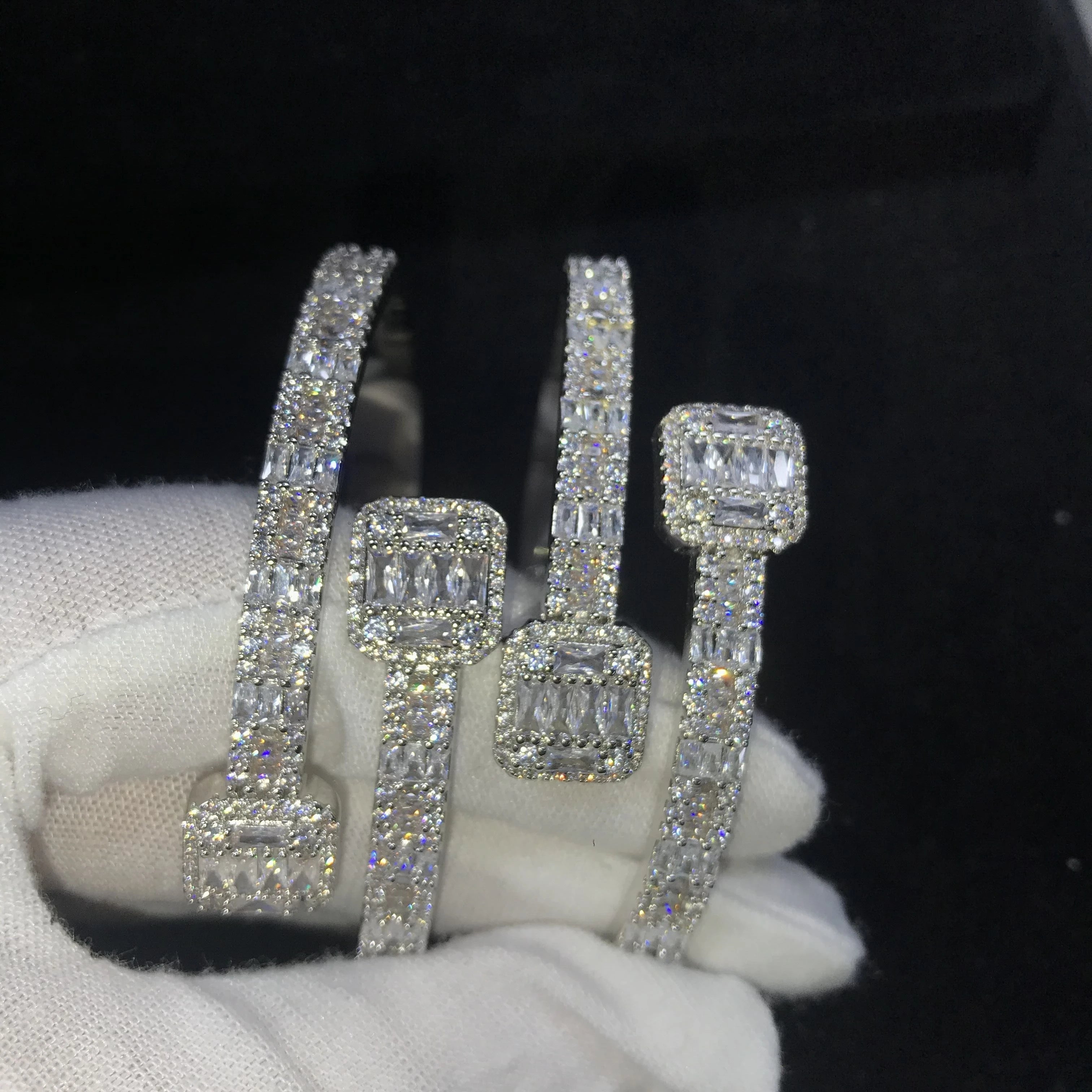 Direct Mail Bracelet Luxury T Cubic Zirconia Men's Bracelet Iced Out CZ Diamond Baguette Adjustable Bracelet