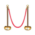 Tulip Stainless Steel Golden Rope Barrier Post with Flat Top 1000mm Height Cone Base 48mm Belt for Party