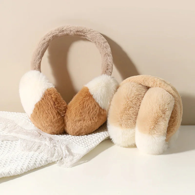 MIO Classical Soft Faux Fur Ear Muffs Winter Thicken Cozy Foldable Earmuffs Elastic Headband Multicolor Ear Warmers for Women