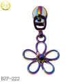 Zipper Manufacturer Made Puller Slider Design #5 Nylon Head Flower logo rainbow Metal Pull Charm for Bags