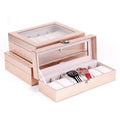 Rosy Gold Silvery 6-Slot Watch Storage Display Box Collection With Glass Lid
