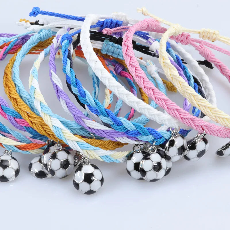 2025 Crystal Wholesale Football Couple Bracelet Men and Women Party Style Handmade Colorful Braided Rope Bracelet