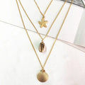 New Design Beach Charm Bohemian Necklace Jewelry Multilayer Gold Chain Conch Shells Starfish Necklace for Women