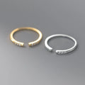 925 Sterling Silver Row Drill Mini Zircon Thin Gold Plated Open Rings for Women Fashion Jewelry Rings