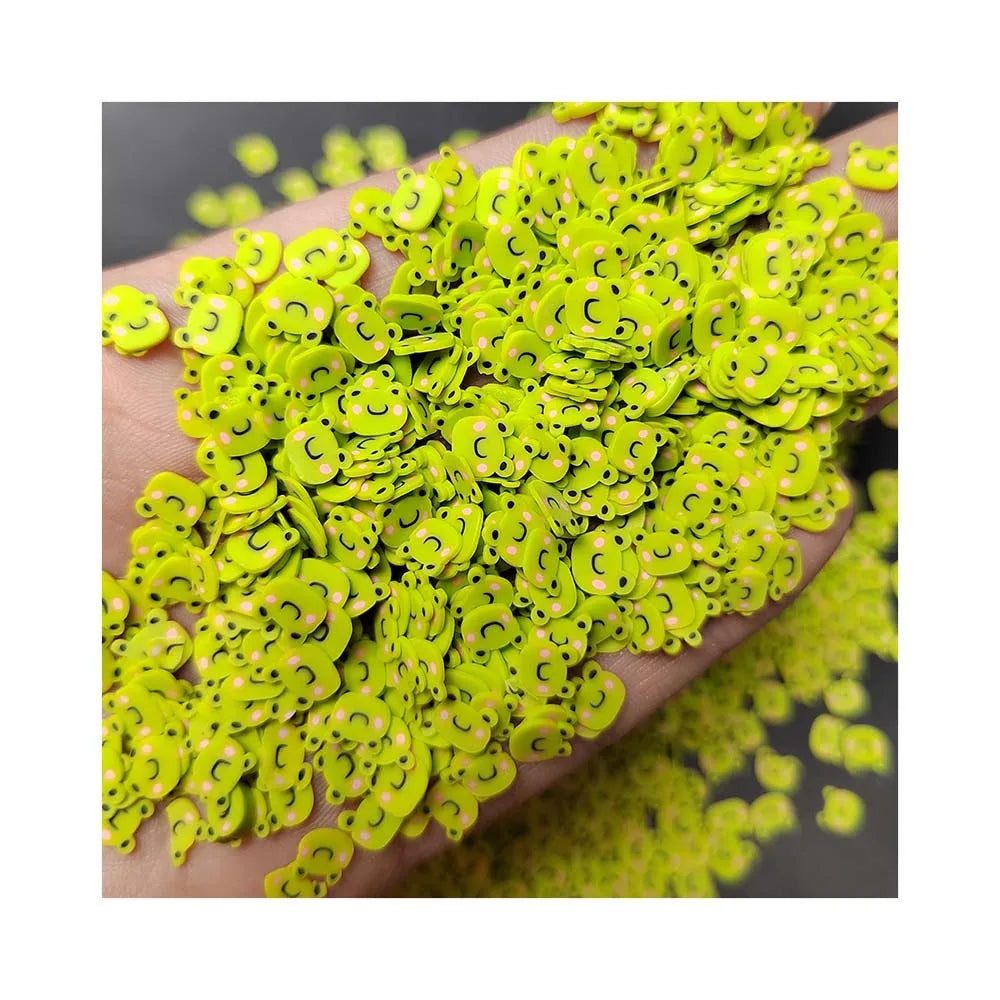 Green Frog Shaped Slice Polymer Clay Sprinkles for Crafts Nail Arts Decoration DIY Slime Filler Accessories
