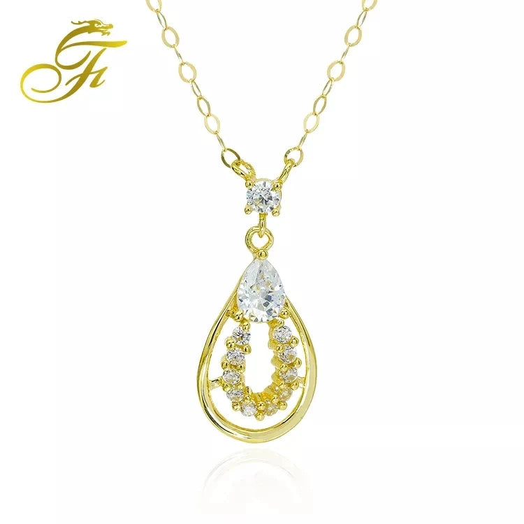 18K Gold Neck Chocker Necklace Link Chain with Zircon Stone Perfect Wedding Jewelry Wholesale Gift for Mom